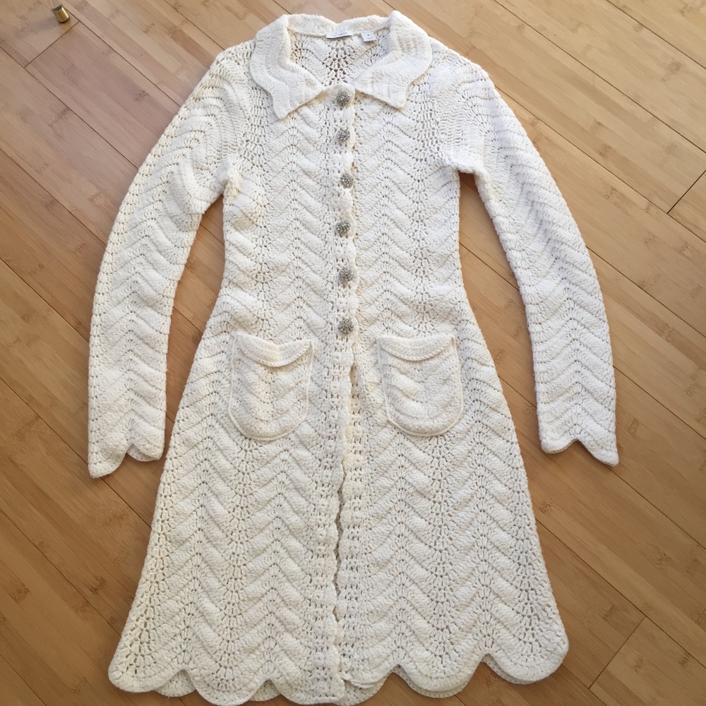 NORDSTROM HALOGEN Crochet Knit Duster Sweater Coat